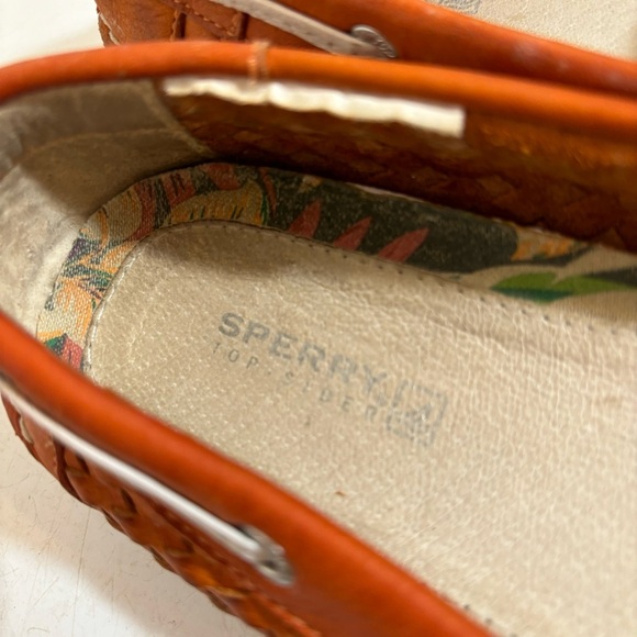 Sperry women’s papaya‎ orange leather slip on loafer woven boat shoe in size 6 - Picture 10 of 12